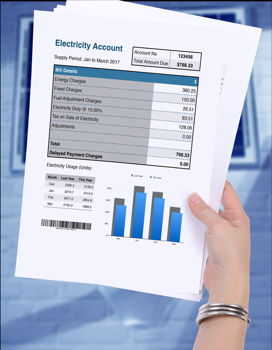 Electricity account bill.